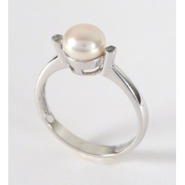 Zlatý prsten s perlou a zirkony