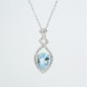Stříbrný náhrdelník s modrým topazem a zirkony